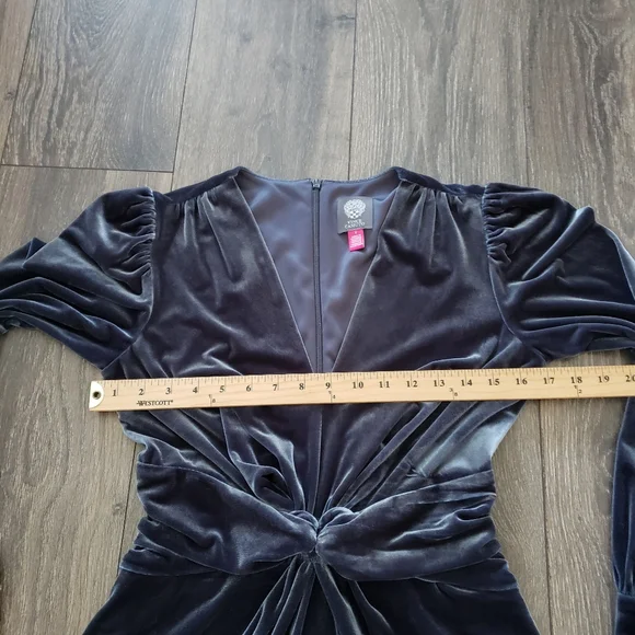 Vince Camuto Velvet Twist Front Dress Charcoal Gray Women's Size 4 - Picture 6 of 7